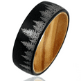 thumbnail image 2 of Black Tungten Wedding Band with Olive Wood - Pine Tree Forest Design - Satin Finish 6mm, 2 of 4