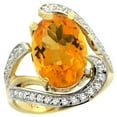 thumbnail image 1 of 14k Yellow Gold Natural Citrine Ring Oval 14x10mm Diamond Accent, 3/4 inch wide, size 5, 1 of 3