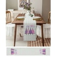 thumbnail image 3 of Ldtrchee Purple Pink Christmas Tree Table Runner 90 Inches, Xmas Snowflake Plaid Bed Runner Dresser Scarves Tabletop for Indoor Outdoor Parties/Ceremony/Banquet, 13" x 90", 3 of 8