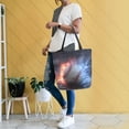 thumbnail image 6 of Open Top Canvas Tote Bag with Zipper Reusable Shopping Bag 13.5x15" Roomy Carryall Baseball with Water and Fire, 6 of 9
