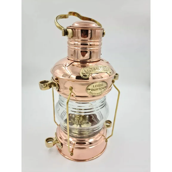 12" Vintage Brass Copper Anchor Oil Lamp Collectible Nautical Maritime Ship Lantern Oil lamp Boat Light