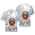 thumbnail image 3 of Playful Bloodhound Welcomes Winter Snowy Day with Cardinal Bird Hawaiian Shirt Breathable Summer Unisex Merch Dog Lover - 2017, 3 of 6