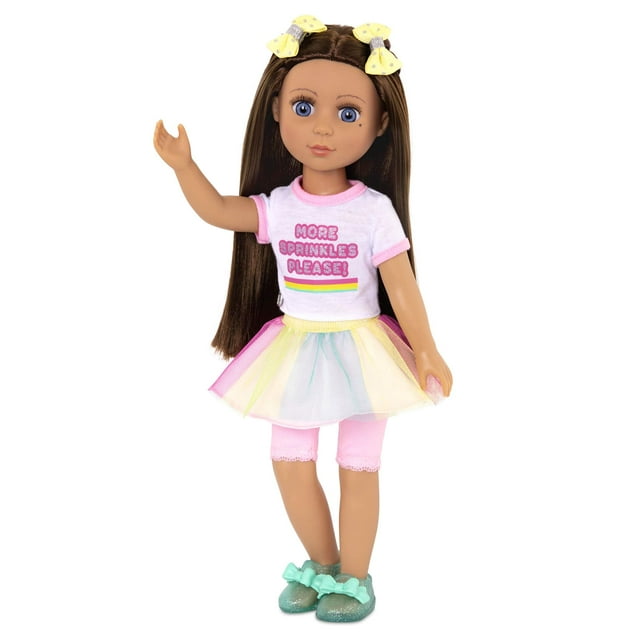 Battat Glitter Girls 14 Doll Kika - Brown Hair, Blue Eyes, Ice Cream Outfit & Accessories - Ages 3+, Pink