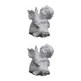 thumbnail image 4 of Baohd Gracieuse Résine Fille Ange Figurine Statue Décoratif Bureau Accent Pensée Droite 2Set, 4 of 6