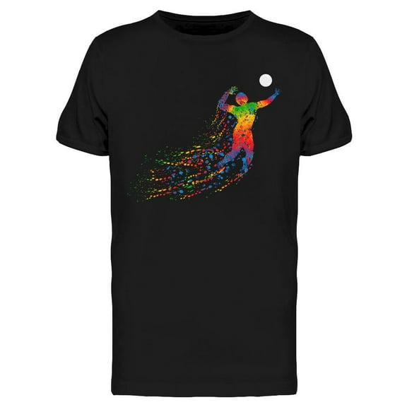 Colorful Volleyball Silhouette T-Shirt Men -Image by Shutterstock, Male Medium