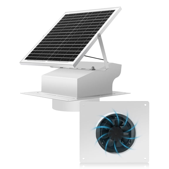 25W Solar Powered Roof Vent Fan,Ventilation and Cooling Solar Attic Exhaust Fan with 8 Inch Removable Roof Vents, Suitable for Lofts, Shops, Garages