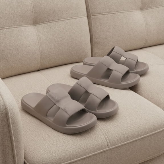 ZROVA Men's 2-Pack Outdoor & Indoor Slippers - Soft Sole Anti-Slip Thick Design, Loose Open-Toe Slides for Home & Casual Wear