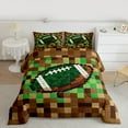 thumbnail image 2 of Homewish Cartoon Brown Plaid Queen Comforter Set, Vintage Game Abstract Bedding Sets, Rugby Soccer Print Reversible Bedding Comforter Set, Breathable Home Decor, 3-Piece, 2 of 8
