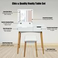 thumbnail image 5 of Vanity Makeup Table Cushioned Stool Set with Flip Top Mirror, 5 of 9