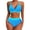 Blue, variant on Women's High-Waisted Bikini Set UPF50+ Tummy Control Swimsuits Quick Dry Adjustable Straps Beach Swimwear with Removable Padded Bra Summer Swimwear