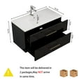 thumbnail image 5 of 36" Floating Bathroom Vanity with Sink, Wall Mounted Bathroom Storage Cabinet with 2 Soft-Close Storage Drawers and Long Metal Handle, Easy Installation, Black, 5 of 6