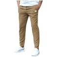 thumbnail image 4 of oqasdz Pants for Men Slim Fit Leather Label Cropped Pants Solid Color Casual Pants with Pocket Trousers, 4 of 4