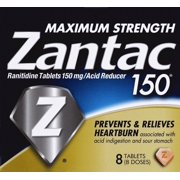 Zantac 150mg Maximum Strength Ranitidine Acid Reducer Tablets, 8ct