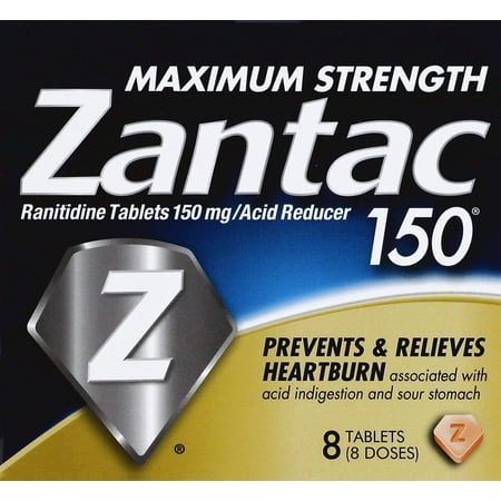 Zantac 150mg Maximum Strength Ranitidine Acid Reducer Tablets, 8ct