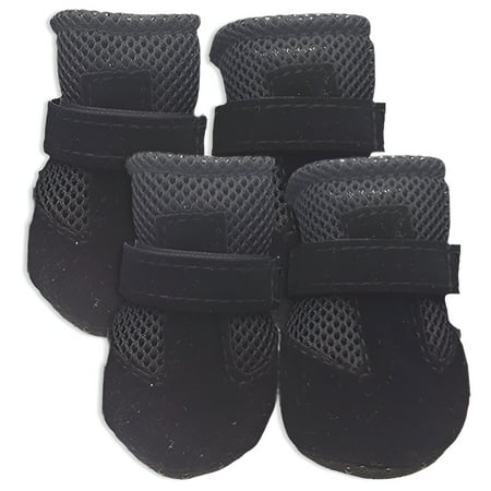 TELOLY 4Pcs Dog Shoes Airflow Design Dog Boots Dry Feet Dog Boots for Small Dogs Black XL