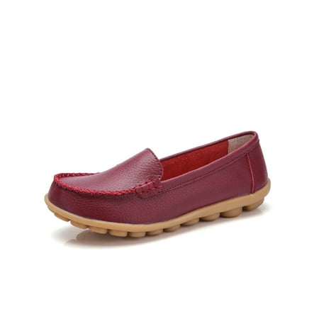 

UKAP Womens Flats Anti-Slip Loafers Slip On Casual Shoes Comfort Moccasin Loafer Women Nurse Shoe Round Toe Low Top Wine Red 7