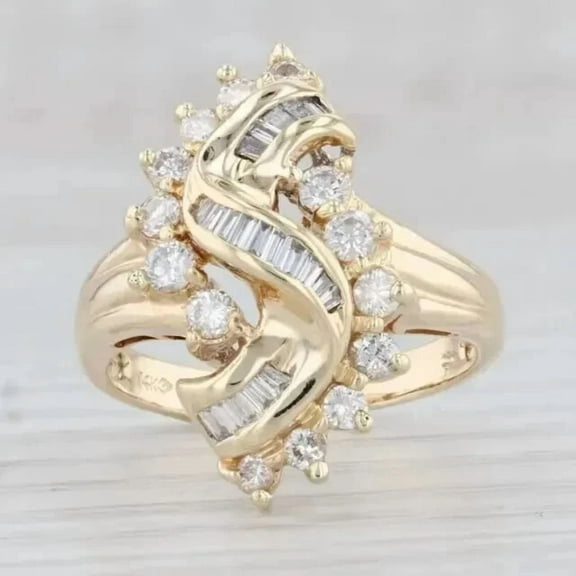 Aishvi Jewels 2Ct Baguette Cut Simulated Diamond Wedding Cluster Ring 14K Yellow Gold Plated