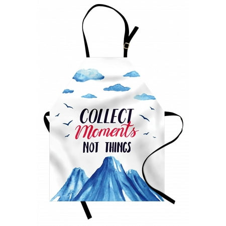 

Saying Apron Watercolor Design Scene of Clouds Birds and Mountains Lettering Print Unisex Kitchen Bib with Adjustable Neck for Cooking Gardening Adult Size Azure Blue and White by Ambesonne