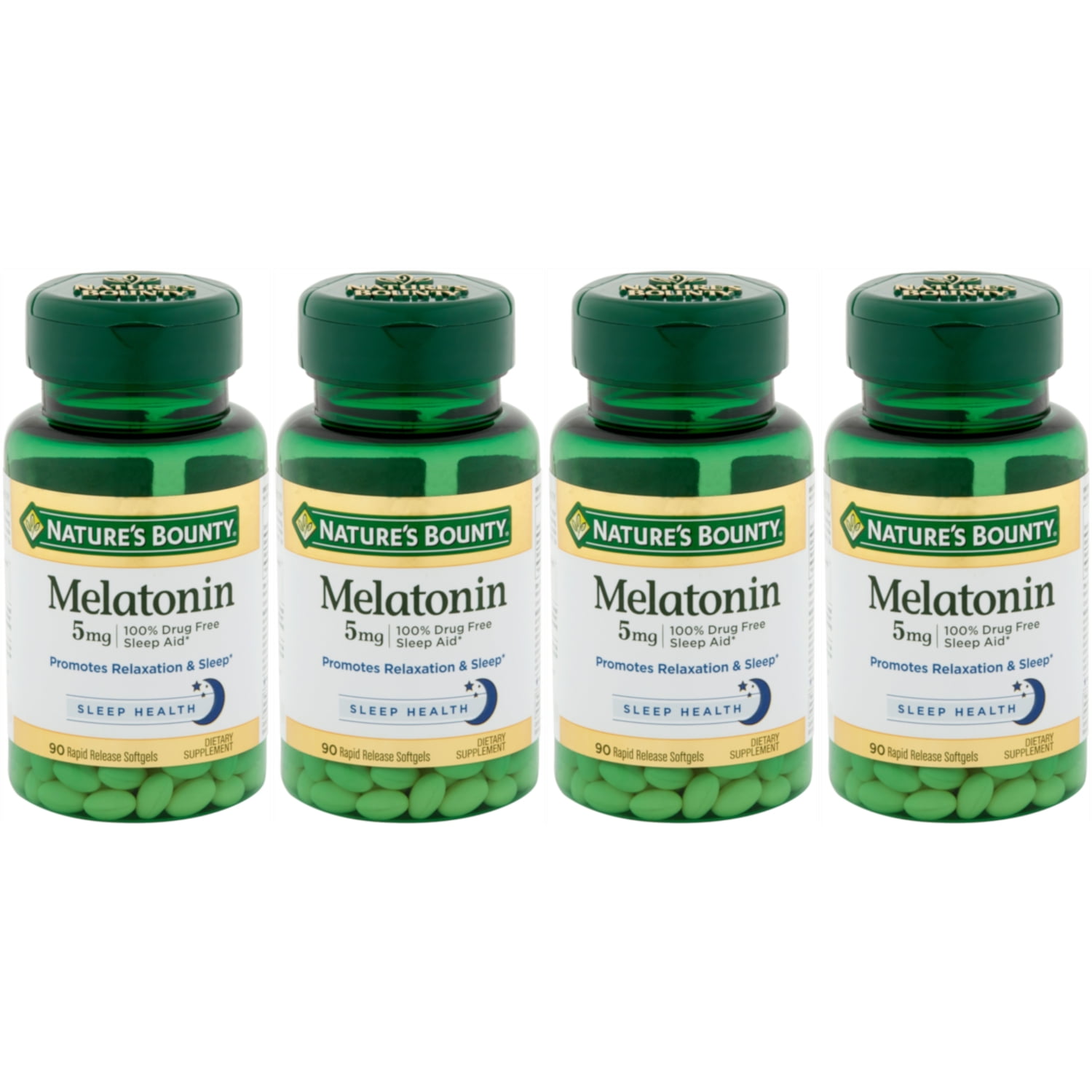 4 Pack - Nature's Bounty Melatonin 5mg, 90 Softgels Each