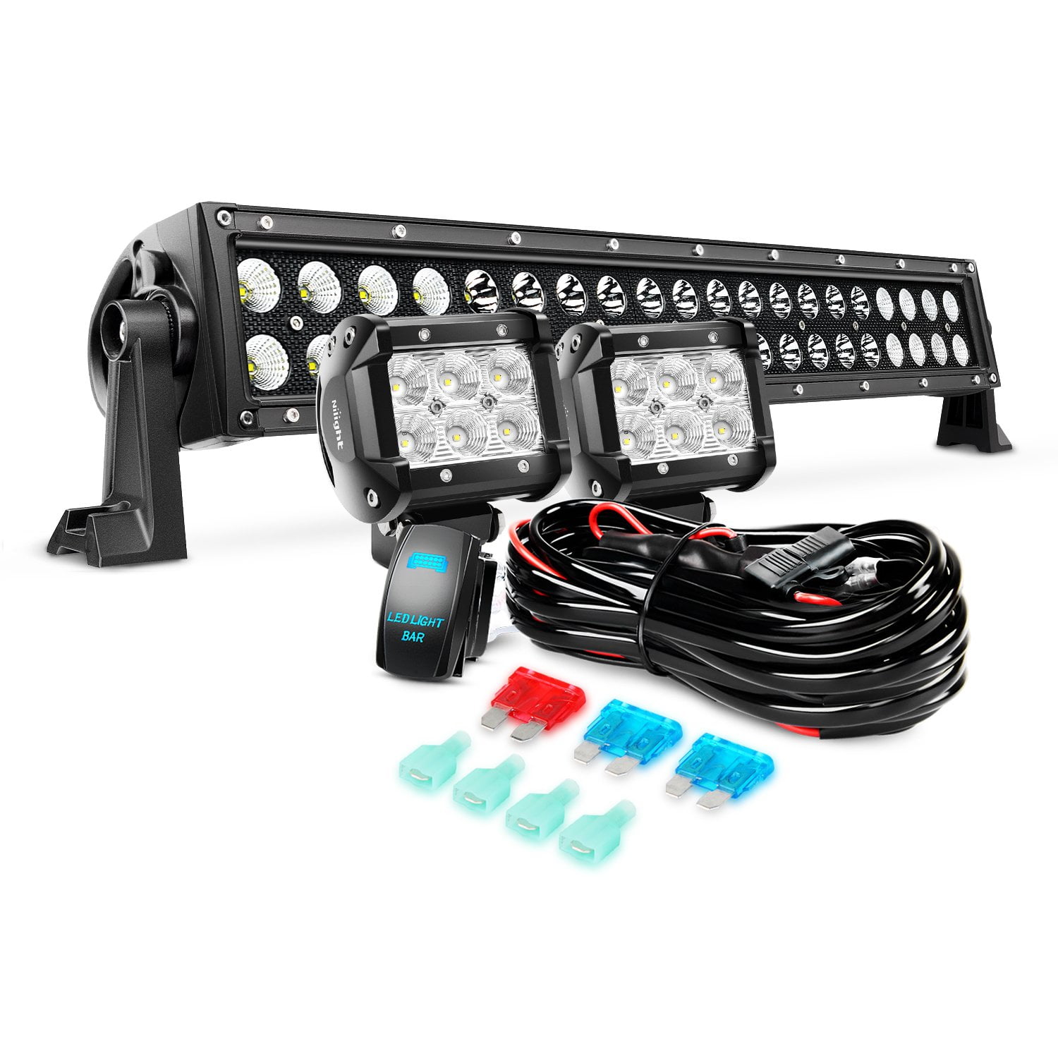 Single Row Spot 13inch 60W Led Light Bar Driving Fog Offroad ATV with Wiring Kit