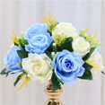 thumbnail image 1 of Decoración de la pista del del ramo de la boda de las flores de rosa blanco azul claro Colcomx Simulación Rose Ball, 1 of 7