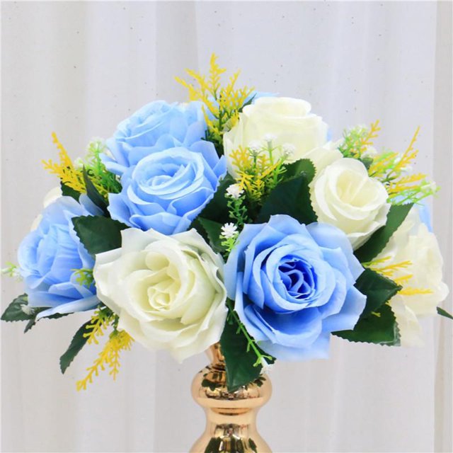 Decoración de la pista del del ramo de la boda de las flores de rosa blanco azul claro Colcomx Simulación Rose Ball