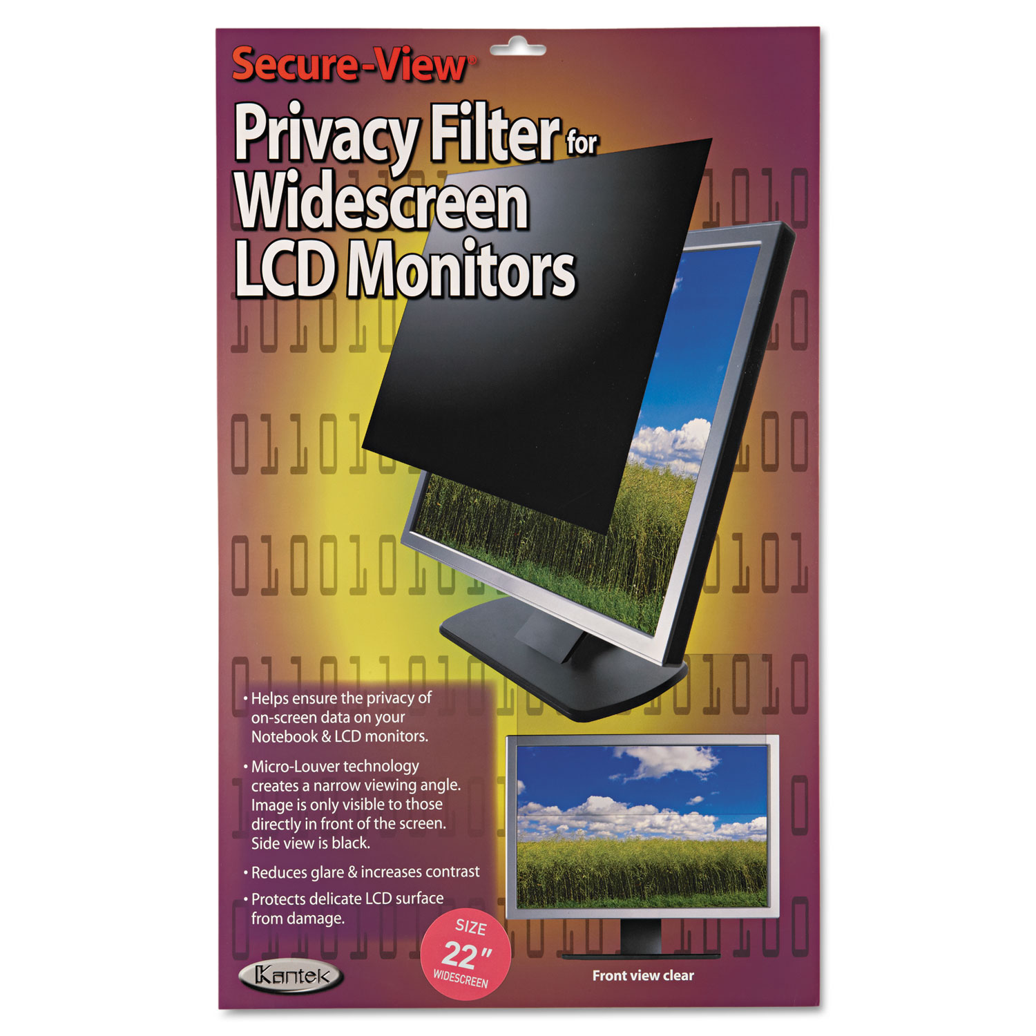 Kantek, KTKSVL22W, LCD Monitor Blackout Privacy Screens, 1, Black - image 4 of 9