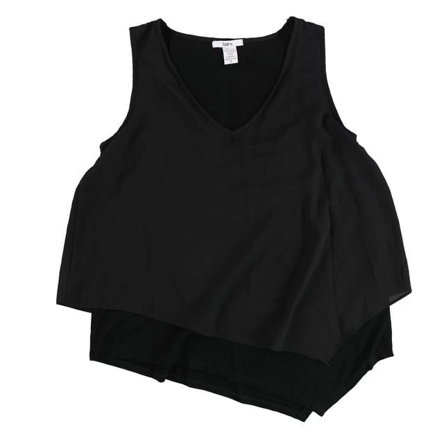 bar III Blouse en Tricot Superposé pour Femmes, Noir, Petit