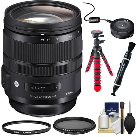 Sigma 24-70mm f/2.8 ART DG OS HSM Zoom Lens with USB Dock + 2 UV + ND Filters + Flex Tripod Kit for Nikon Digital SLR