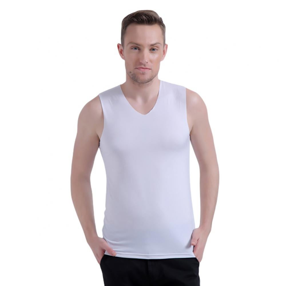 Mens Compression Undershirt Slimming Body Shaper Tummy Control Vest Elastic Gynecomastia Shirt 