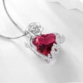 thumbnail image 6 of Juwaliy 15MM Rose Heart Women Necklace July Birthstone 925 Sterling Silver Flower Love Jewelry Pendant Red Ruby Mother Birthday Christmas Valentine's Day Gift, 6 of 10