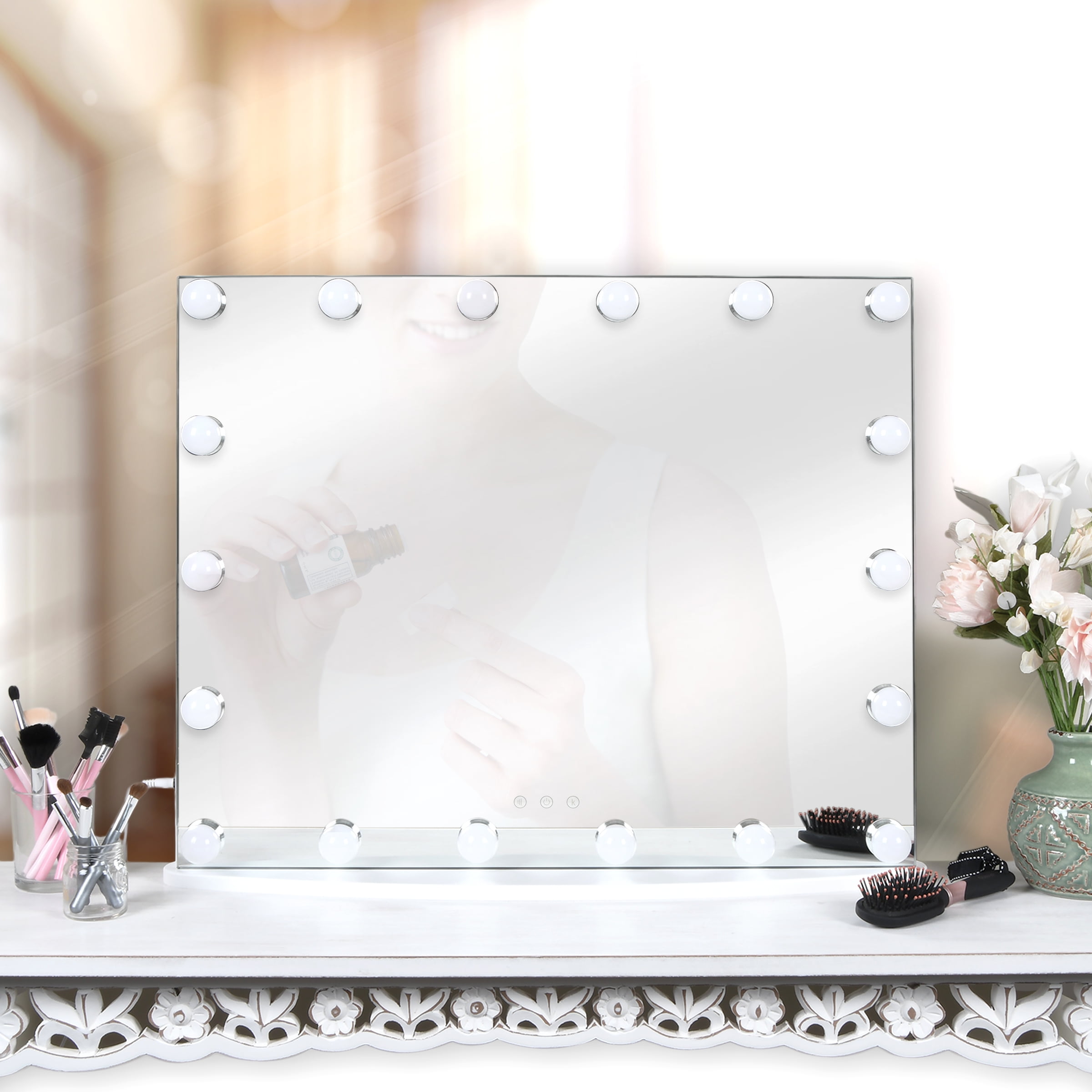 Prinz Lighted Hollywood Vanity Mirror LED Lights, 25" Makeup Mirror, Bedroom or Dressing Room