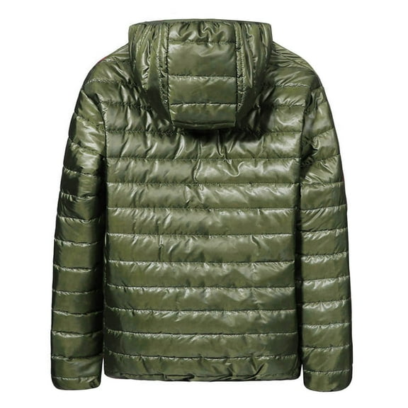 Men's Winter Jacket Light Quilted Puffer Jacket Fashion American Flag Print Jackets Water-Resistant Hooded Down Coat