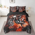 thumbnail image 2 of Homewish Dirt Bike 7-Piece Twin Bedding Sets For Children Kids Teens,Abstract Orange Plaid Bedding Comforter Set,Extreme Sport Breathable Sheet Sets,Breathable Home Decor,Reversible, 2 of 8