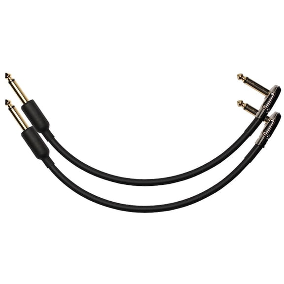 2-pack 12" Castline Gold Mogami 2524 Guitar Pedal Board Effects Switcher Patch Cable 1/4 TS Low Profile and Short Barrel Connectors