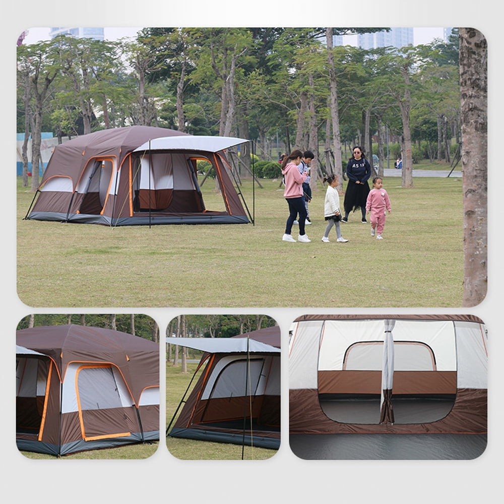 Eccomum Tents for Camping 8-12 Person, Camping Tent Waterproof & Windproof 3 Seasons, Large Family Tent with 3 Rooms, Easy Setup Backpacking Tent w/Full-Covered Rainfly, Divided Curtains & Vestibule