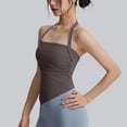 thumbnail image 4 of hoksml Women's Halter Neck Open Back Yoga Top, Ruched Waist Asymmetrical Hem Workout Tank Top with Built-in Bra, 4 of 6