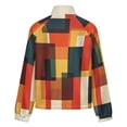 thumbnail image 6 of Jackets for Women Winter Coat Jackets Flannel Stand Collar Jacket(Modern Art Colorful Squares Geometric,Size:S-4XL), 6 of 7