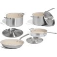 thumbnail image 1 of Cookware | 7-Piece Ceramic Non Stick Pot and Pan Set (Stainless Handle) | 5-Ply Stainless Clad | Professional Cookware | Crafted in Italy | Induction Compatible, 1 of 3
