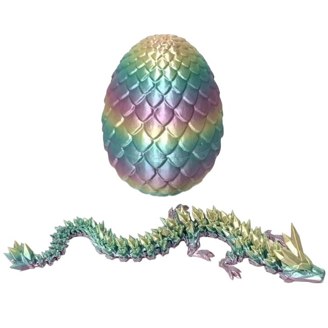 Juguete Dragón Articulado Dragón de cristal impreso en 3D, Fidget con huevo, dragón flexible, juguetes, decoración para el hogar y la Oficina
