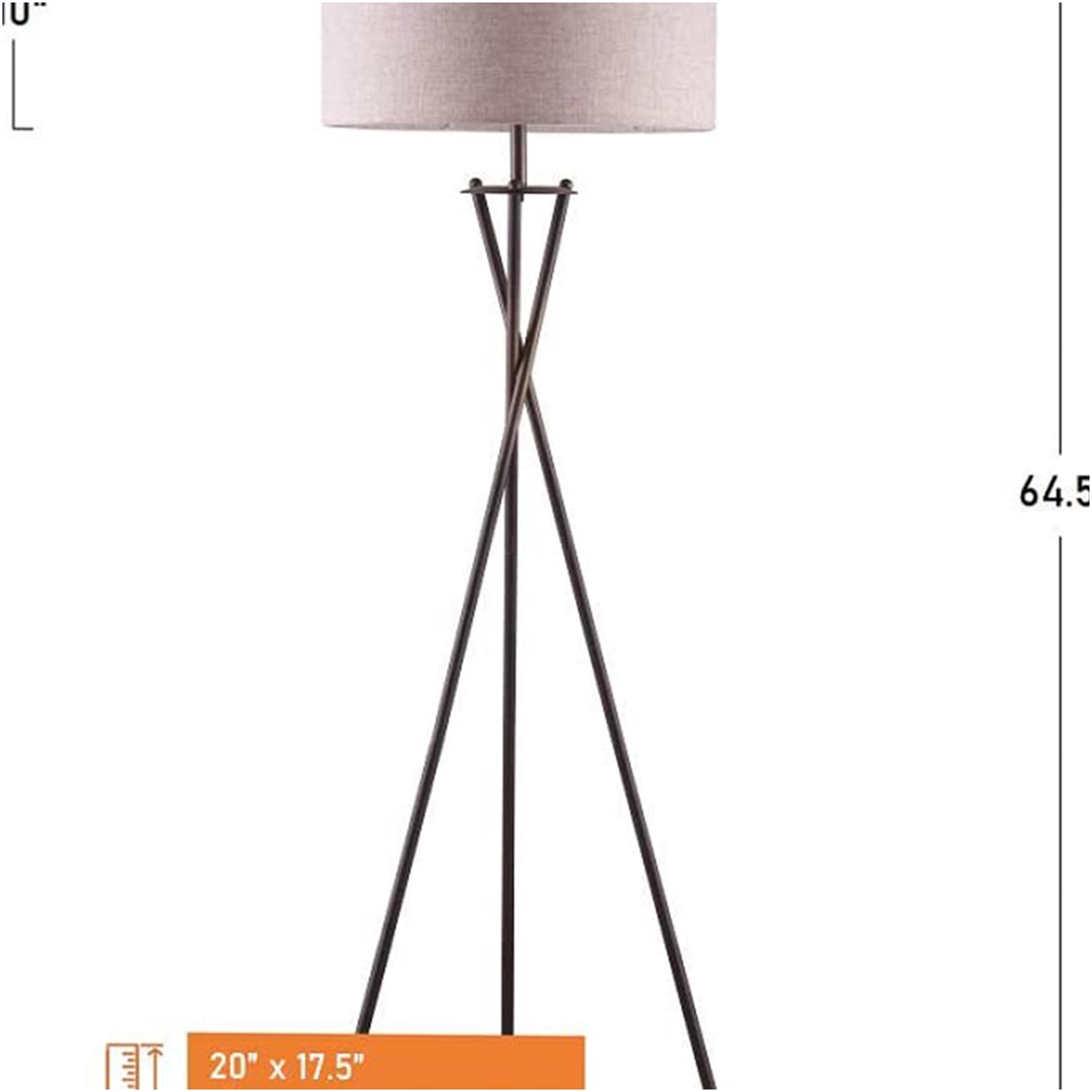 JERFIT Modern Tripod Floor Lamp with Drum Shade, 3-Way Socket, Bronze Gradient Metal for Living Room, Bedroom, Office