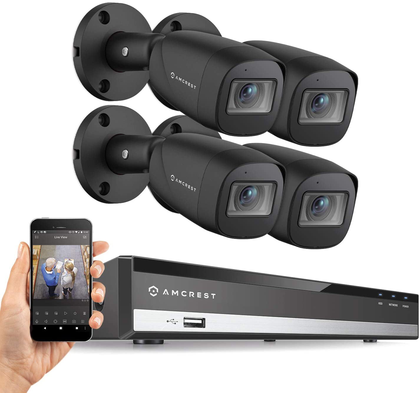 Amcrest Full-HD 1080P 8CH Video Security System 1TB AMDV10818-4B-B-HDD Camera 
