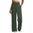 thumbnail image 3 of Womens Wide Leg Pants With Pockets Casual Work Dress Lounge Sweatpants High Waist Stretch Comfy Loose Trousers, 3 of 7
