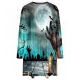 thumbnail image 4 of Vestido suelto de manga larga con estampado de Halloween y cuello redondo para mujer de talla grande de otoño Pompotops hdfakjf3284, 4 of 5