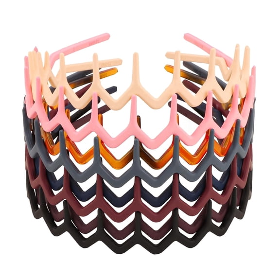 8 PCS Plastic Headbands for Women Teen Girls,Non Slip Zig Zag Hair Bands with Teeth, Wave Teeth Comb Headband Fashion Hair Accessories
