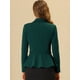 thumbnail image 3 of Blazer peplum vintage Allegra K de manga larga con cinturón y solapa con muescas para mujer Verde oscuro XL, 3 of 5