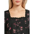 thumbnail image 4 of Self Esteem Juniors Square Neck Lace Trim Top with Long Sleeves, Sizes S-XL, 4 of 5
