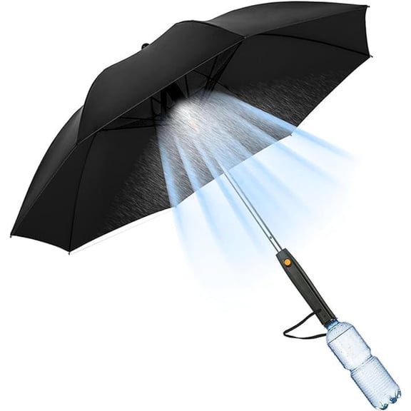 3 in 1 Umbrella with Fan and Mister, Misting Umbrella with Fan (Black,USB Charging)