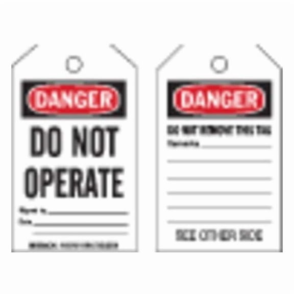 Brady Danger Tag,Do Not Operate,PK10 145768