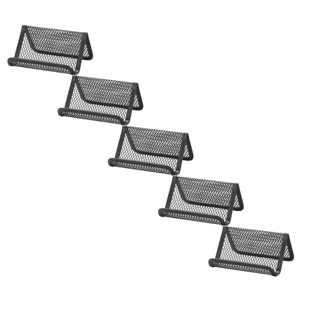 Yuehao Metal Mesh Business Card Holder, 5-Pack Desktop Card Display and Storage Rack for Office and Home, Durable and Breathable Card Organizer for Desks, Convenient Card Retrieval (Black)